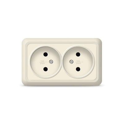 Розетка 2-м ОП Олимп 16А IP20 беж. Universal Б-О0102