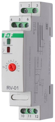 Реле времени RV-01 (задержка вкл. (1..120сек) 230В 16А 1перекл. IP20 монтаж на DIN-рейке) F&F EA02.001.007