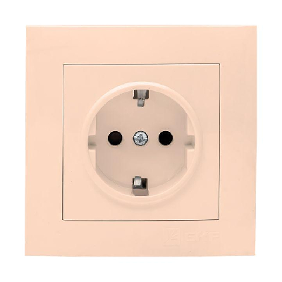 Розетка 1-м СП Валенсия 16А IP20 с заземл. защ. шторки крем. PROxima EKF EWR16-028-20