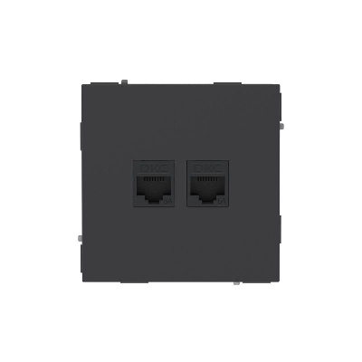 Розетка компьютерная 2-м KANT RJ45 кат.6A без шторки черн. уголь DKC 7012674