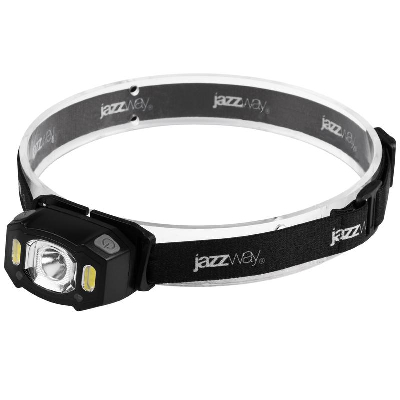 Фонарь налобный AccuH3-L5W-bk 5Вт LED + 2хRED SMD IP54 аккумулятор 1200мА.ч 5 режимов: 100проц. 180лм 3.5ч/50проц. 110лм 5.5ч/30проц. 65лм 15ч/красн. 28ч/мигающ. красн. 12ч управл. жестами черн. JazzWay 5036703