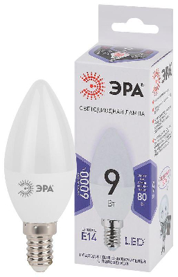 Лампа светодиодная B35-9W-860-E14 свеча 720лм ЭРА Б0031403