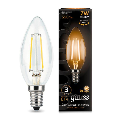Лампа светодиодная Black Filament Свеча E14 7Вт 2700К Gauss 103801107