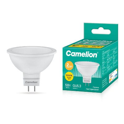 Лампа светодиодная LED5-S108/830/GU5.3 5Вт 3000К тепл. бел. GU5.3 370лм 220-240В Camelion 12041