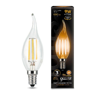 Лампа светодиодная Black Filament Свеча на ветру E14 9Вт 2700К Gauss 104801109