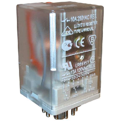 Реле 10А 220В DC 3CO R15-2013-23-1220-WTLD мех. инд. тест-кнопка светодиод. выпрям. Relpol A8130-804616