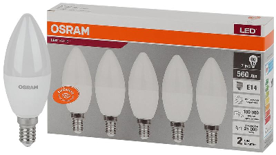 Лампа светодиодная LED Value LVCLB60 7SW/840 230В E14 2х5 RU (уп.5шт) OSRAM 4058075577954
