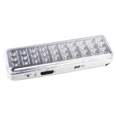 Светильник-фонарь светодиодный Accu9-L30-wh 30SMD яркий(300Лм)2ч/эконом(90Лм)6ч 220В/акк. Li-ion/3.7В/1200мАч аварийный бел. JazzWay 5024533