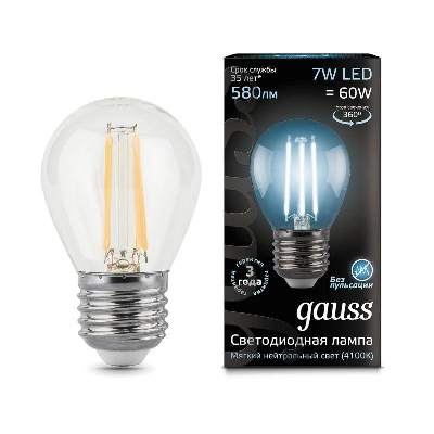 Лампа светодиодная Black Filament Шар E27 7Вт 4100К Gauss 105802207