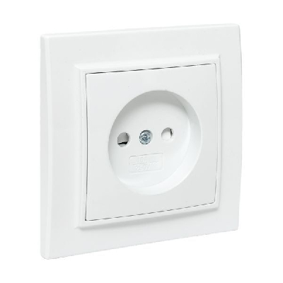 Розетка 1-м СП Минск 10А защ. шторки без заземл. бел Basic EKF ERR10-022-100