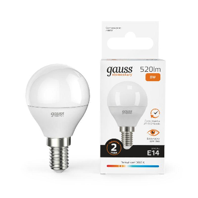 Лампа светодиодная Elementary Globe E14 8Вт 3000К Gauss 53118