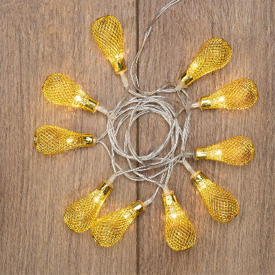Гирлянда светодиодная "Восточные фонарики" 10LED жел. 1.5м питание 2хАА провод прозр. Neon-Night 303-071