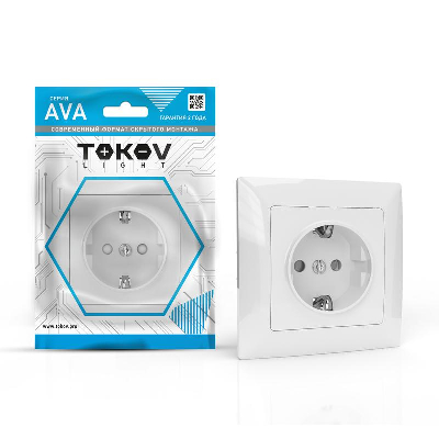 Розетка 1-м СП AVA 16А IP20 с заземл. защ. шторки в сборе бел. TOKOV LIGHT TKL-AV-R1FZSF-C01