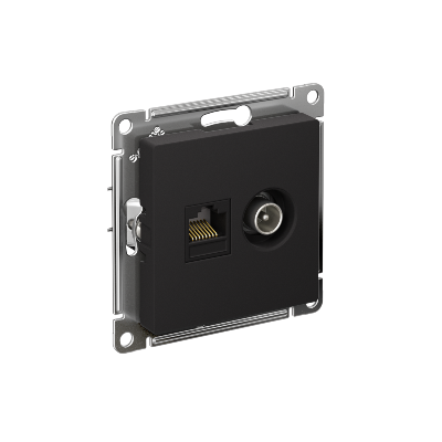 Механизм розетки 2-м ATLAS DESIGN комп. RJ45 кат.5E+TV карбон SchE ATN001089