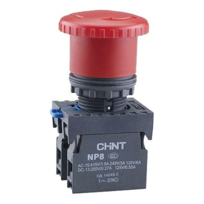 Кнопка управления "Грибок" d40мм с фиксацией NP8-11ZS/14 красн. 1НО+1НЗ IP65 (R) CHINT 667129