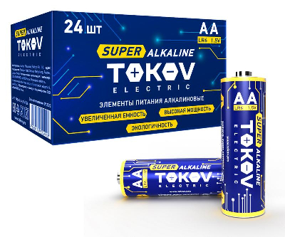 Элемент питания алкалиновый LR6/AA (уп.24шт) TOKOV ELECTRIC TKE-ALS-LR6/C24