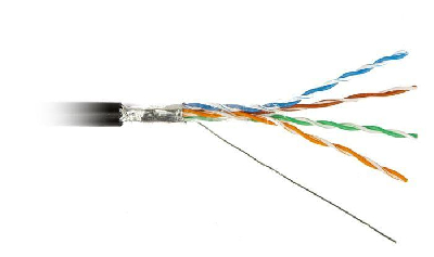 Кабель FTP 4-C5E-SOLID-OUTDOOR-40-500 витая пара экран. FTP (F/UTP) кат.5e 4х2х0.5 (24 AWG) ож (solid) экран-фольга для внешн. прокладки PE (-40град.C - +60град.C) черн. (уп.500м) Hyperline 49110