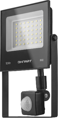 Прожектор светодиодный 90 687 OFL-02-50-6.5K-BL-IP65-LED 50Вт 6500К IP65 4000лм с датчиком движения черн. ОНЛАЙТ 90687