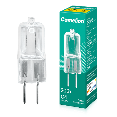Лампа галогенная JD 20Вт капсула g4 2850К 240В g4 Camelion 10405