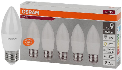 Лампа светодиодная LED Value LVCLB60 7SW/830 230В E27 2х5 RU (уп.5шт) OSRAM 4058075578012