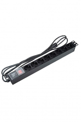 Блок розеток 8-м 10А SHE19-8SH-S-2.5IEC горизонт. шнур 2.5м Hyperline 397035